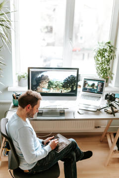 Designer working at a desk